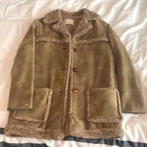 Wool and Suede Pea Coat